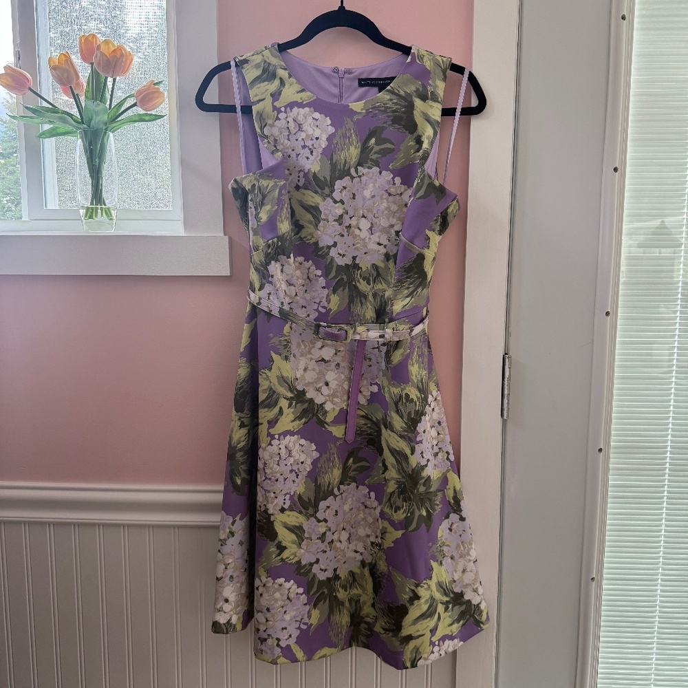 WHBM Fit & Flare Hydrangea Dress
